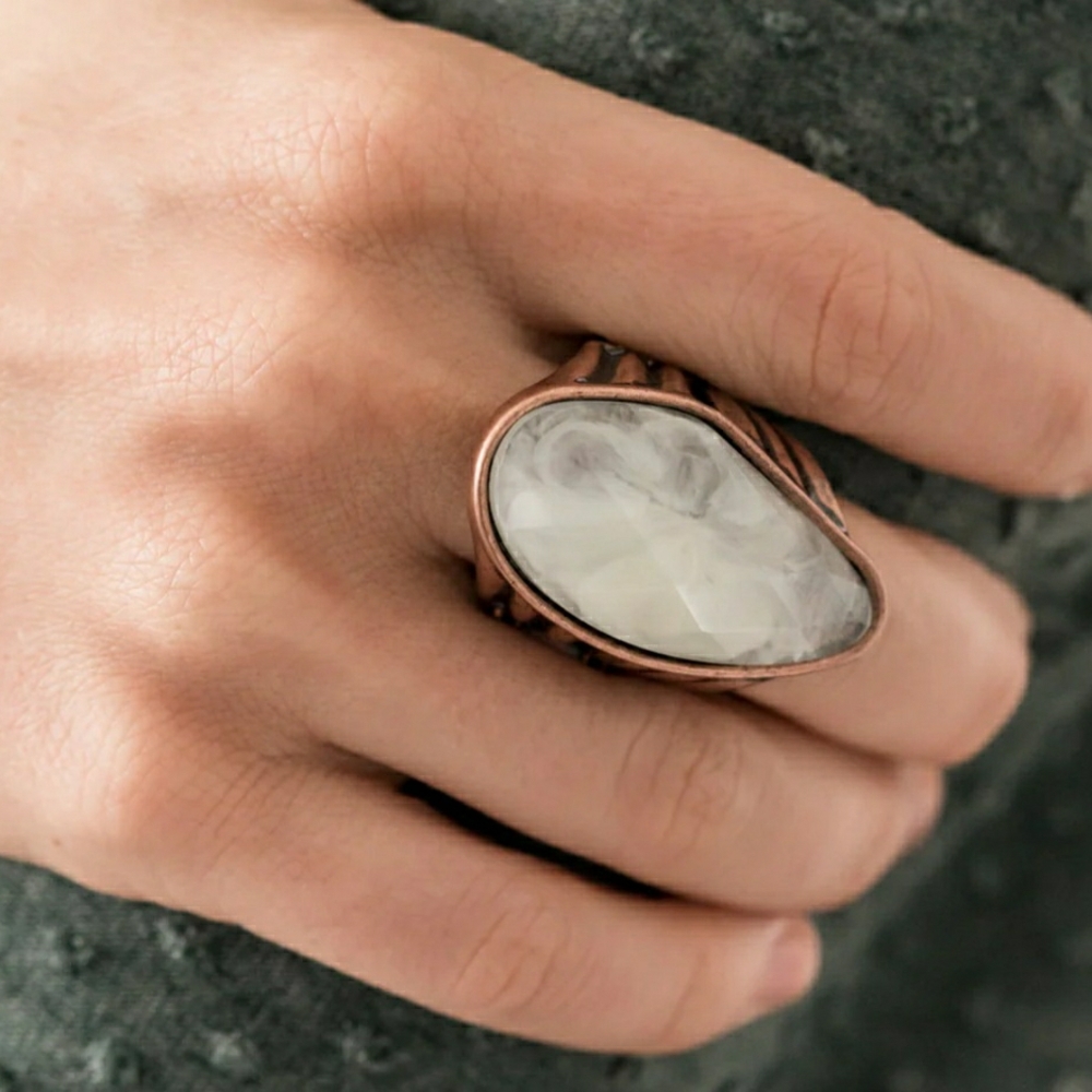Elegant White Stone Copper Ring